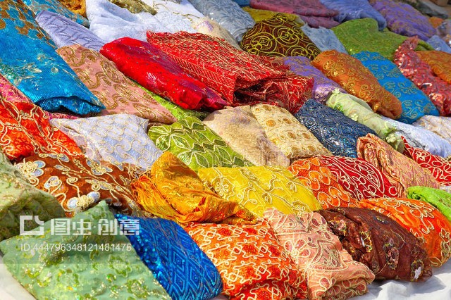 突尼斯市場的紡織品Textile in tunisian market
